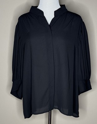 CeCe womens 3/4 sleeve black sheer blouse size XXL.