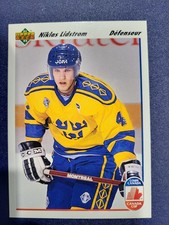 NICK NICKLAS LIDSTROM 1991/92 UD UPPER DECK #26 **FRENCH** ROOKIE CARD HOF WINGS. rookie card picture