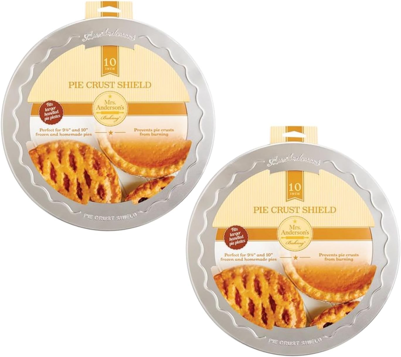 New Set Baking Pie Crust Protector Shield, Fits 9.5 and 10-Inch Plates, Set of 2