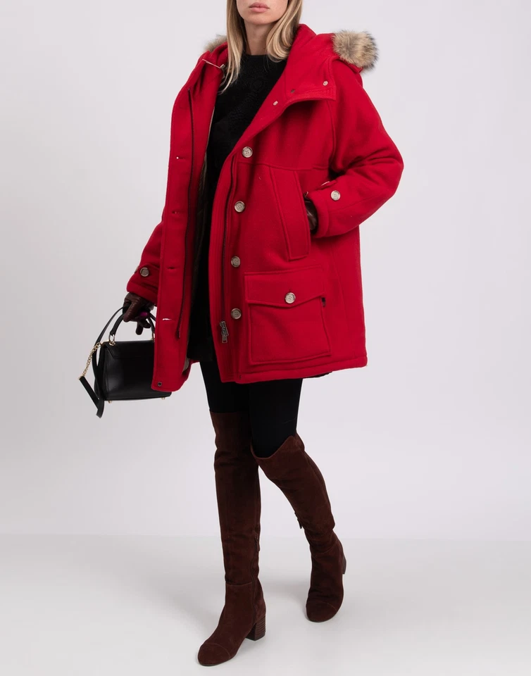 RRP€604 WOOLRICH Oversized Parka Coat Size XS Wool Blend Thermal Coyote Fur - Image 3 of 4