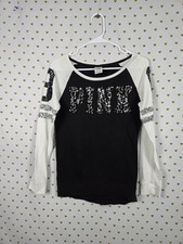 Victorias Secret PINK Cheetah Leopard BLING Long sleeve Tee shirt XS