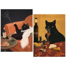 2 Pack Black Cat 5D Diamond Painting Kits DIY Wall Art Decor Full Drill Set