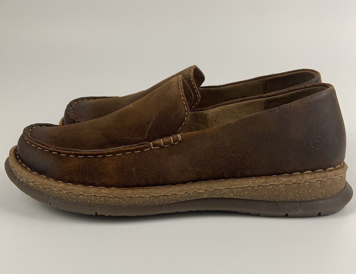 BORN Baylor Brown Distressed Suede Comfort Slip On Loafers  display picture 3