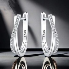 925 Silver Star Twisted Hoop Earrings, versatile jewelry for women birthday gift