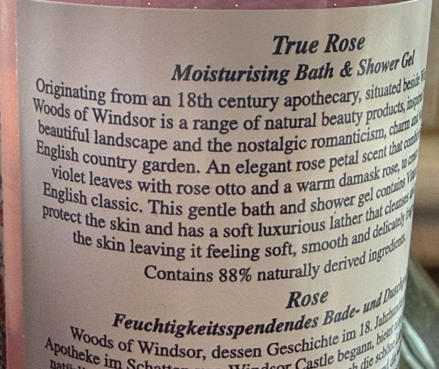 Woods of Windsor TRUE ROSE Moisturizing Bath & Shower Gel 8.4 fl oz Pink