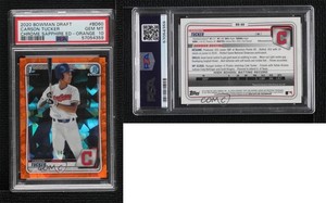 2020 Bowman Chrome Draft Sapphire Edition Orange /25 Carson Tucker PSA 10 GEM MT
