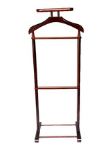 Vintage Mahogany Finish Wood Valet Butler Stand Gentleman's Suit Hanger Rack