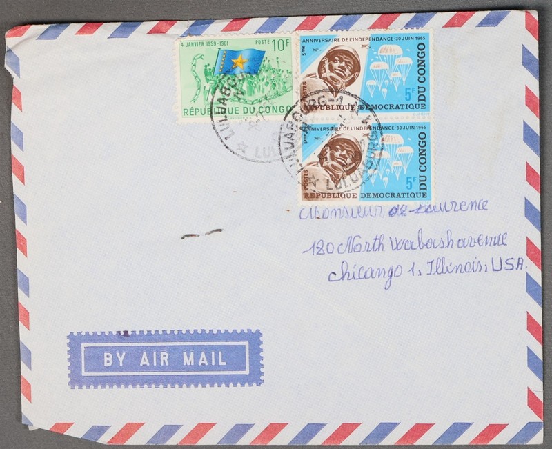 MayfairStamps Congo 1960 Pair Independence Anniversary to Chicago IL Air Mail Co