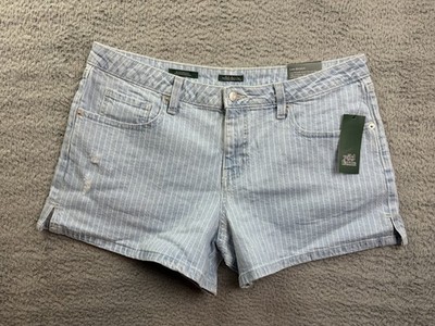 Wild Fable Shorts Womens 14 Blue Striped Mid Rise Midi Denim Shorts