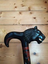 Panther handle hand carved wooden walking stick for men women cane animal giftX7