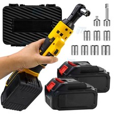 21v 3814 Electric Cordless Ratchet Wrench66 Ft-lbs With 7 Socket 2 Battery