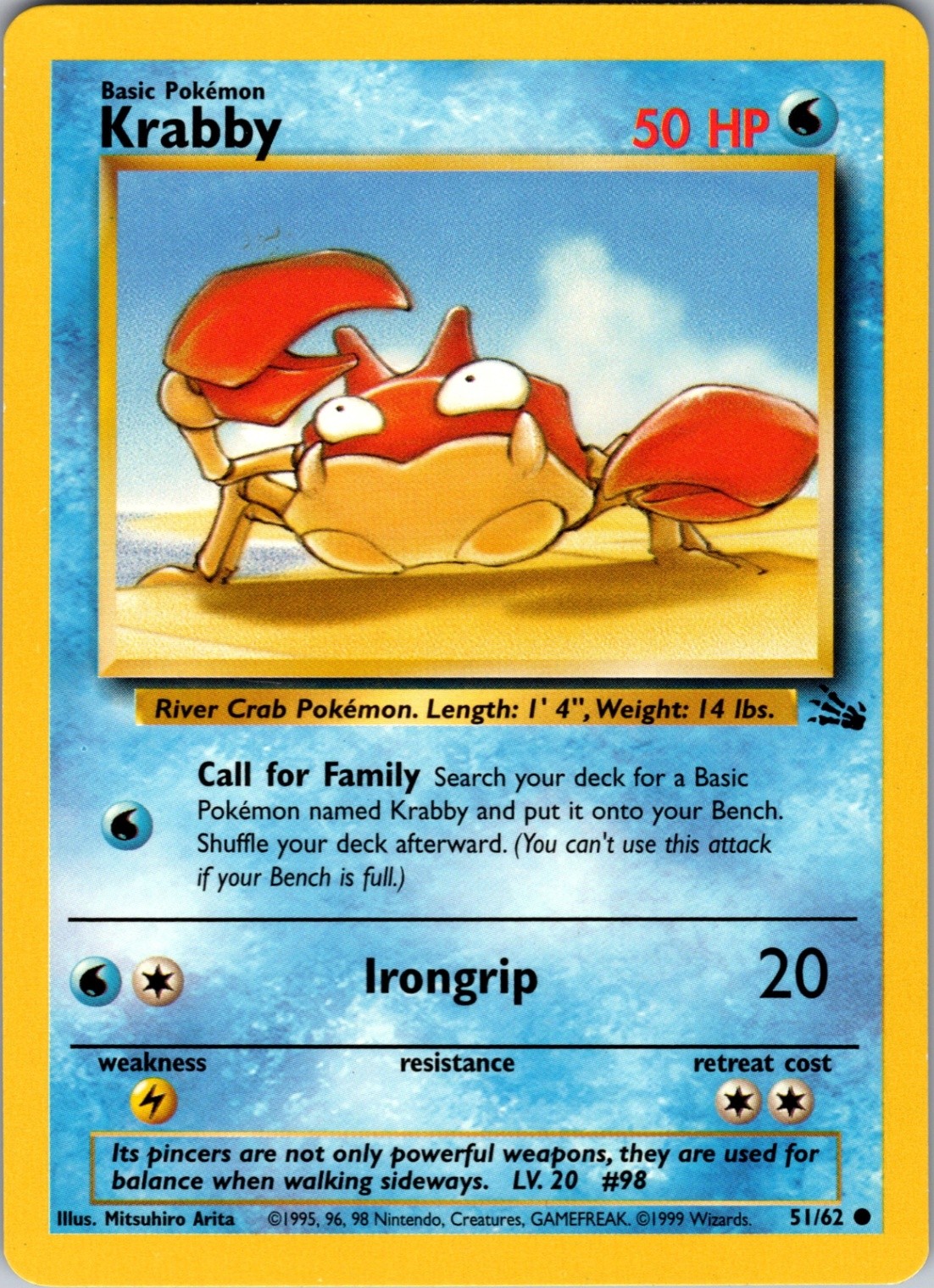 Krabby 51/62 Common Regular Fossil NM