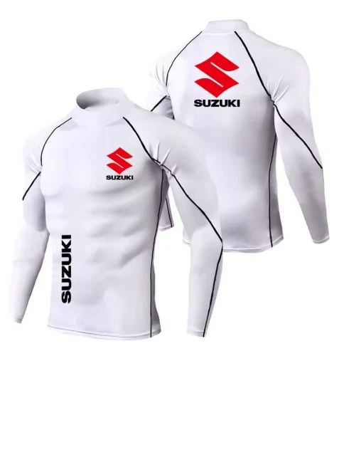 Motorcycle Racing Team Men Long Sleeve Round Neck compression T-shirt