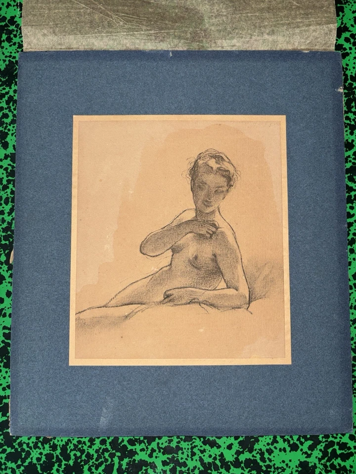 Dessin Ancien Fusain Pierre Noire Rehaut De Blanc Étude Buste Femme Nue XIXEME - Photo 2/3