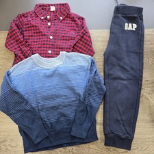 Gap Kids 3 Piece Fall Winter Clothes Bundle Lot Button Up Sweater Jogger Pants