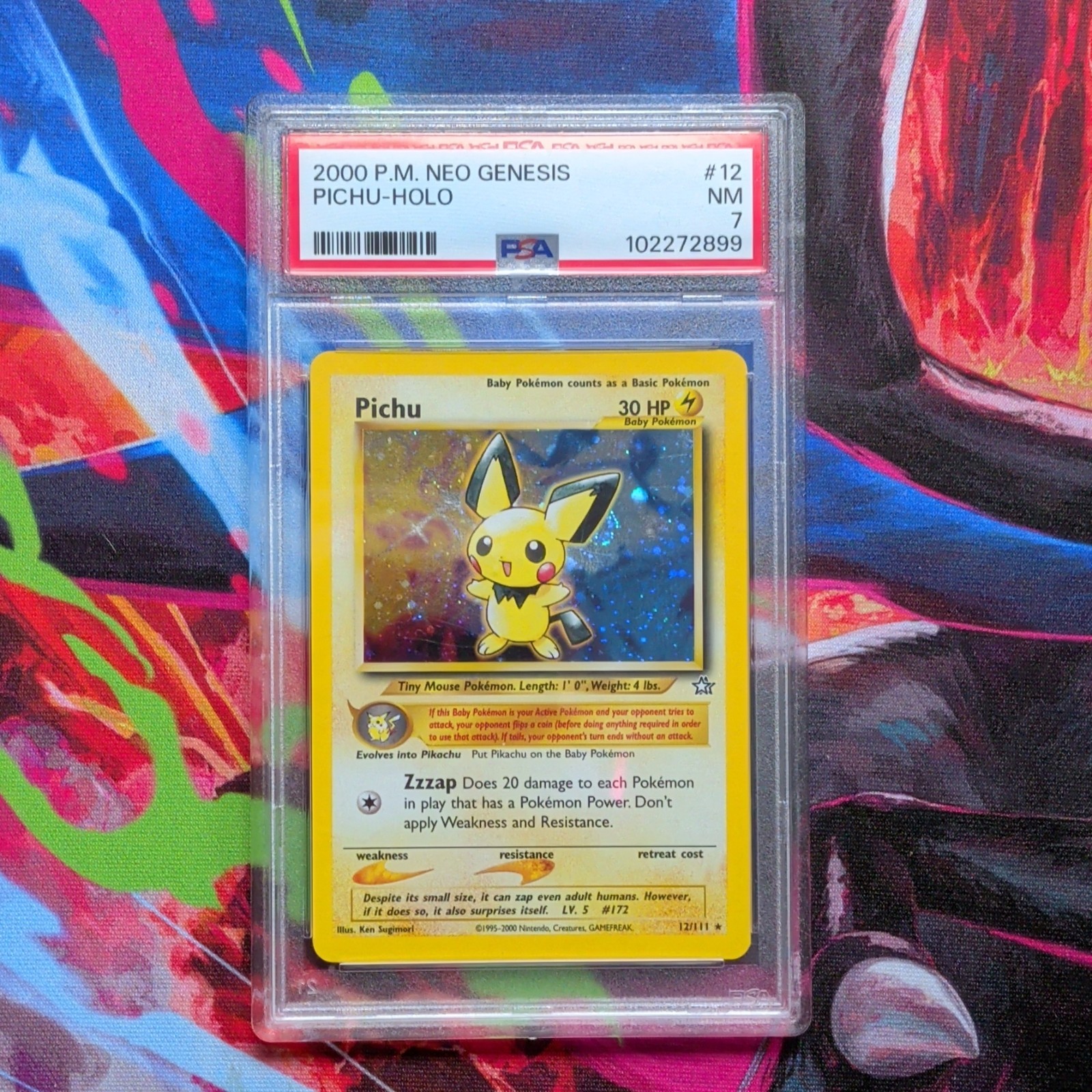Neo Genesis Pichu Holo Rare 12/111 (2000) PSA 7 - English Pokémon TCG