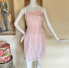 Vintage 1950s Mini Pink Taffeta Full Dress Slip Pin-up Cocktail Lingerie XS/S