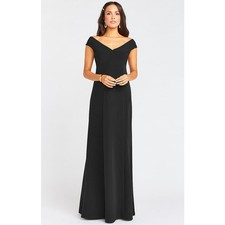 Show Me Your Mumu Zurich Knot Gown in Black Stretch Crepe S NWT