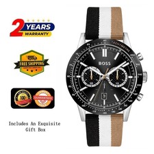 Image of HUGO BOSS 1513963 MEN'S LEATHER WATCH BLACK DIAL 44 MM