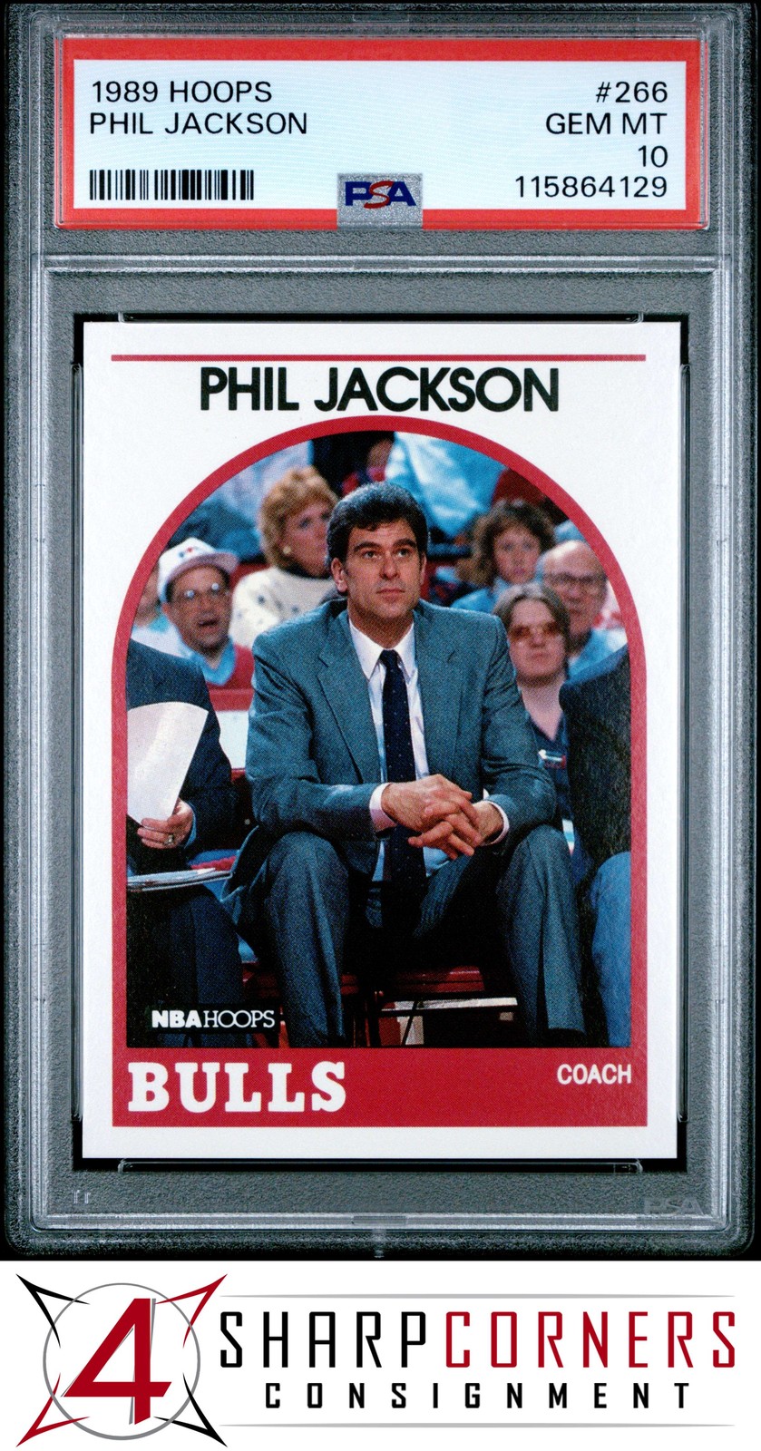 1989 HOOPS #266 PHIL JACKSON RC BULLS HOF PSA 10