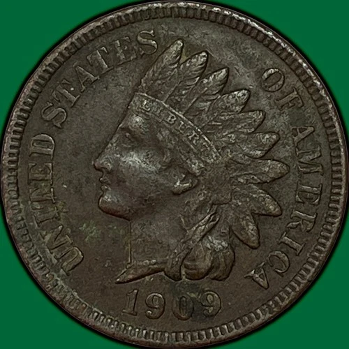 1909 Indian Head Cent Almost Uncirculated AU Coin, Corrosion #37164