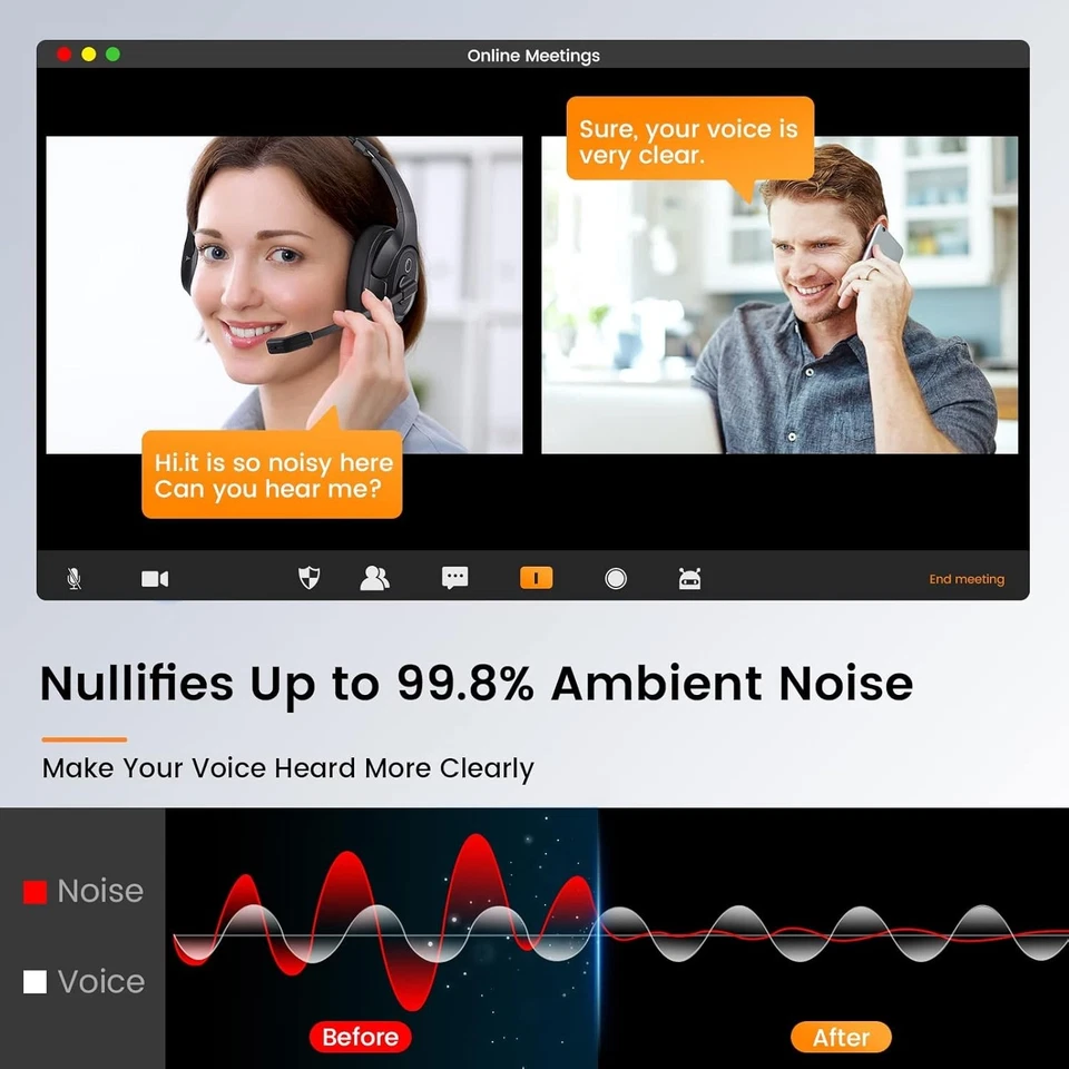 Wired USB Computer Headset with Environmental Noise Cancelling for Clarity - Image 4 of 4