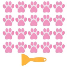 20 Pcs Non Slip Bathtub Stickers with Scraper Paw Footprint Anti Slip Pink