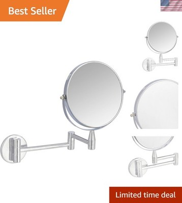 Luxurious Wall-Mounted Round Vanity Mirror - 360° Dual Sided, Chrome Finish