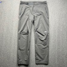 REI Hiking Pants Mens 36x32 Gray Fits 35x32 Articulated Knee Technical Outdoor
