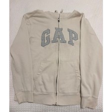 GAP Womens Logo Zip Up Cream Hoodie - XL
