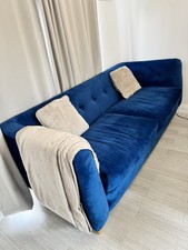 3-seater button-tufted velvet sofa