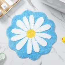 25.6x25.6 Inch Cute Bath Mat Pink Flower Water Absorption Non Slip Rug