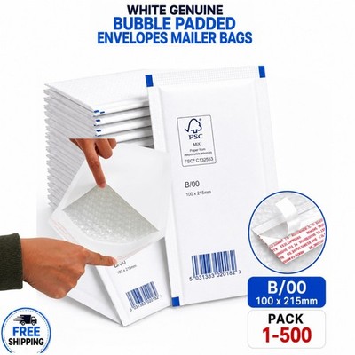 Weiße Luftpolsterumschläge Original Versandtaschen Peal & Seal B00 (100 x 215 mm)