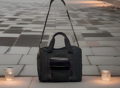 Dunhill Business Bag Briefcase Leather Ballistic Nylon Document Made In France