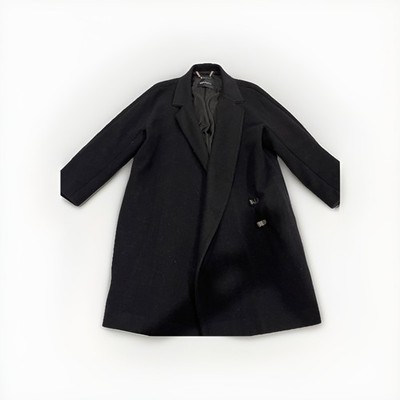 MAX AND CO LADIES BLACK WOOL BLEND PEA COAT SIZE US4 SINGLE BREASTED CLASP