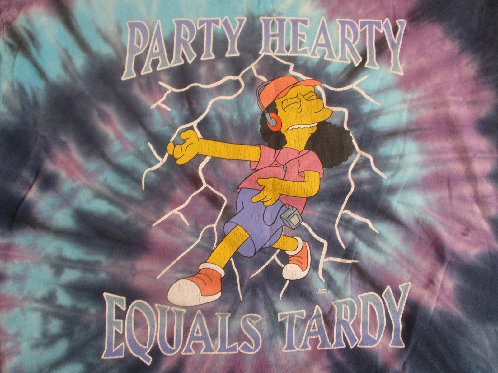 Vans Simpsons Shirt Mens Large Tie Dye Otto Party Hearty Equals Tardy Graphic