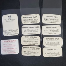 Lot 10 Vintage H&G Densham Leicester UK Apothecary Pharmacy Labels Chlorodyne