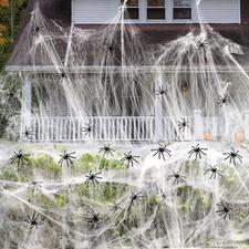 Cover 1500 Square Feet 300g Halloween Spider Web Stretchable Cobweb with 50 p...