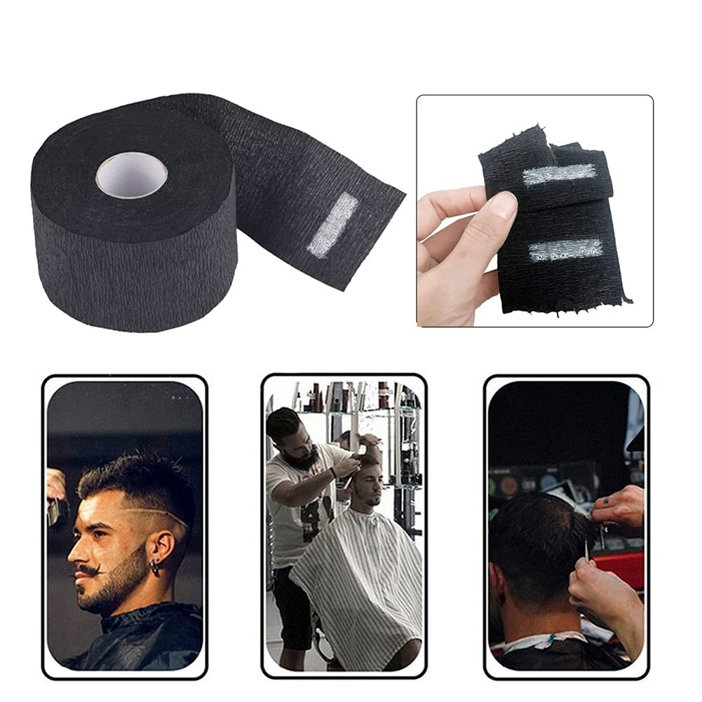 2 Rolls Black Disposable Barber Neck Paper Strips Professional Hairdressing... 