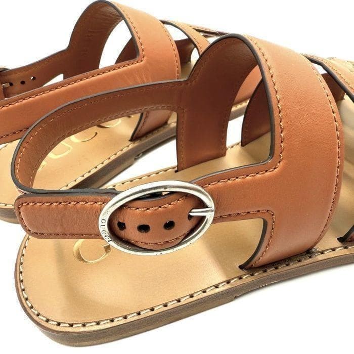 Gucci Men’s Interlocking GG Sandals Leather Brown Size EU44 US10.5 UK10 thumbnail 7