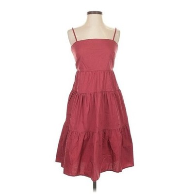 Gap Women's Size 8 Petite Cami Tiered Dress Red Clay Sleeveless Square Neck