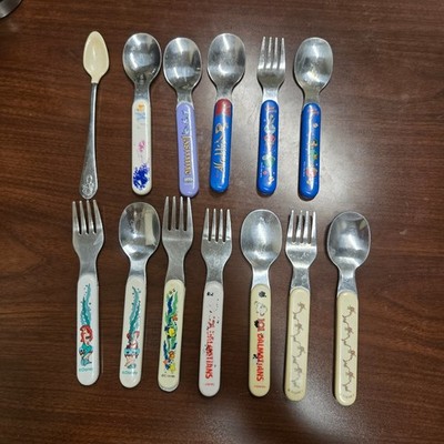 13x VNTG Disney Looney Toons Alladin Little Mermaid Dalmations Child Fork Spoon