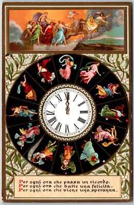 Per Ogni Ora Che Passa Un Ricordo Hand Painted Clock Postcard