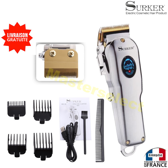 Tondeuse à cheveux sans fil avec écran LED de charge pour homme noir