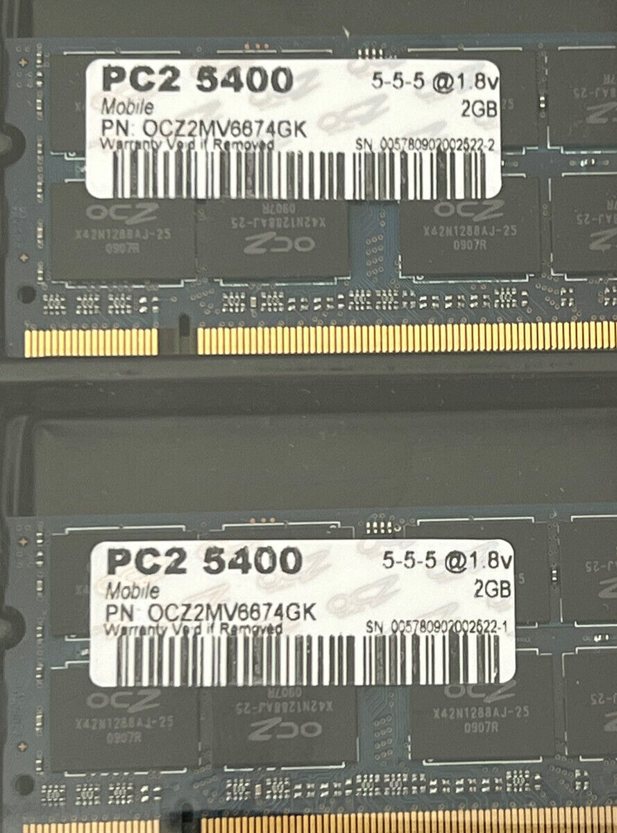 OCZ 4GB Kit (2 x 2GB) DDR2 PC2 5400 SO-DIMM OCZ2MV6674GK Memory RAM SODIMM