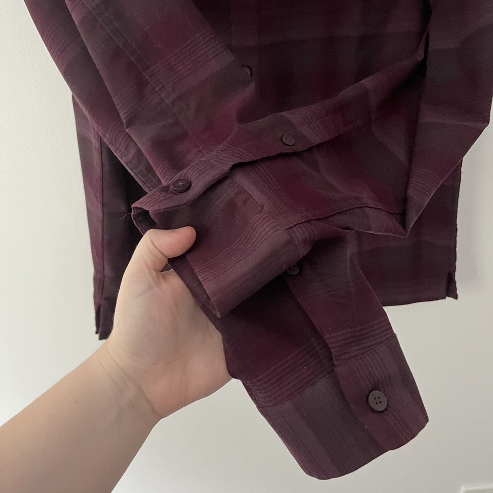Lululemon Masons Peak Red Purple Long Sleeve Flannel Shirt Large eBay