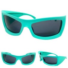 Tr s Grand Exag r  R tro Sporty Enveloppant Soleil Lunettes  norme  pais Aqua