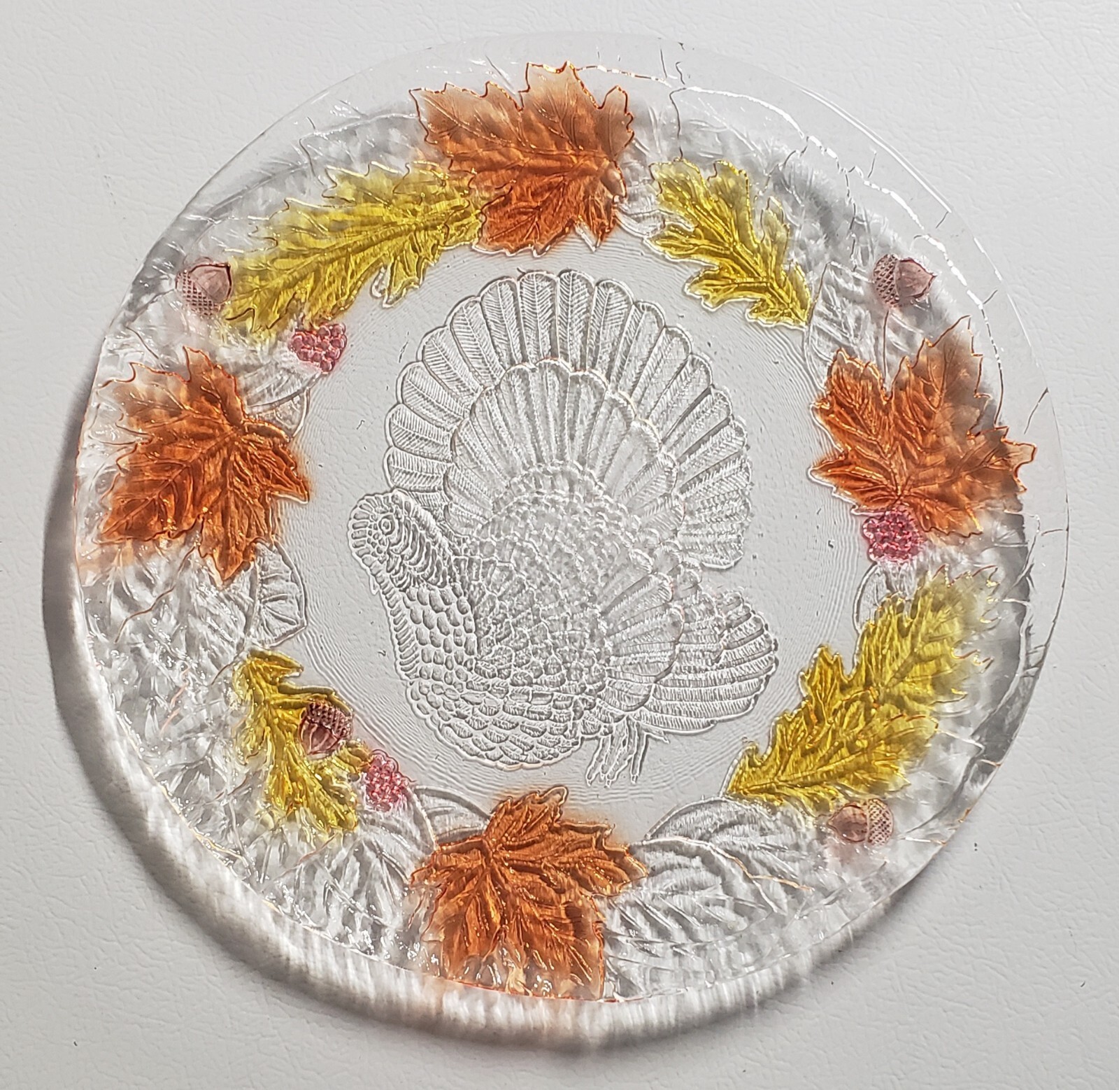 Glass Fall Folliage 14' Serving Platter