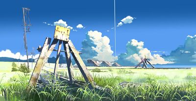 Anime sky grass clouds railway outdoors CCG Gaming Mat Desk