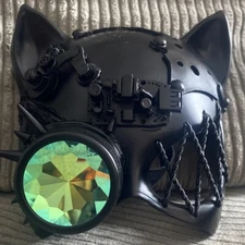 KBW Global Resin Steampunk Cat Mask, Black.  Cool Eye Feature